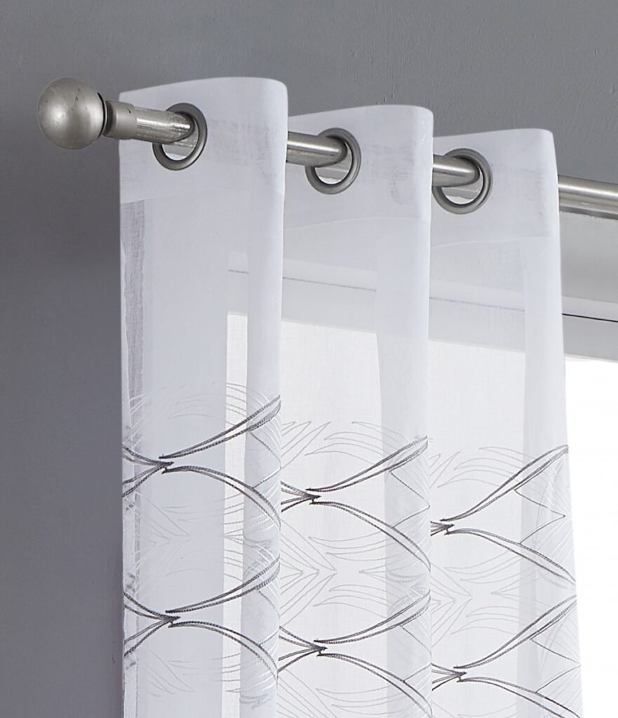 Set of Two 84″  White Wave Embroidered Window Panels