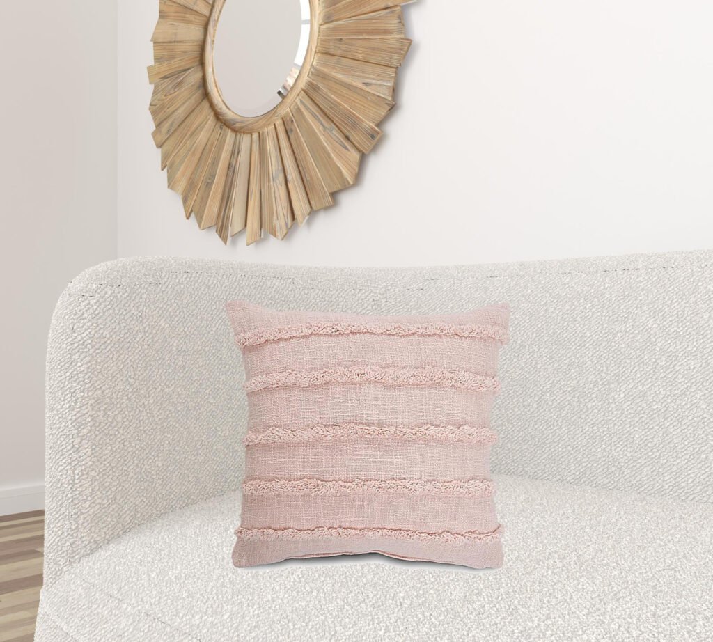 20″ X 20″ Pearl Blush And Peach 100% Cotton Zippered Pillow