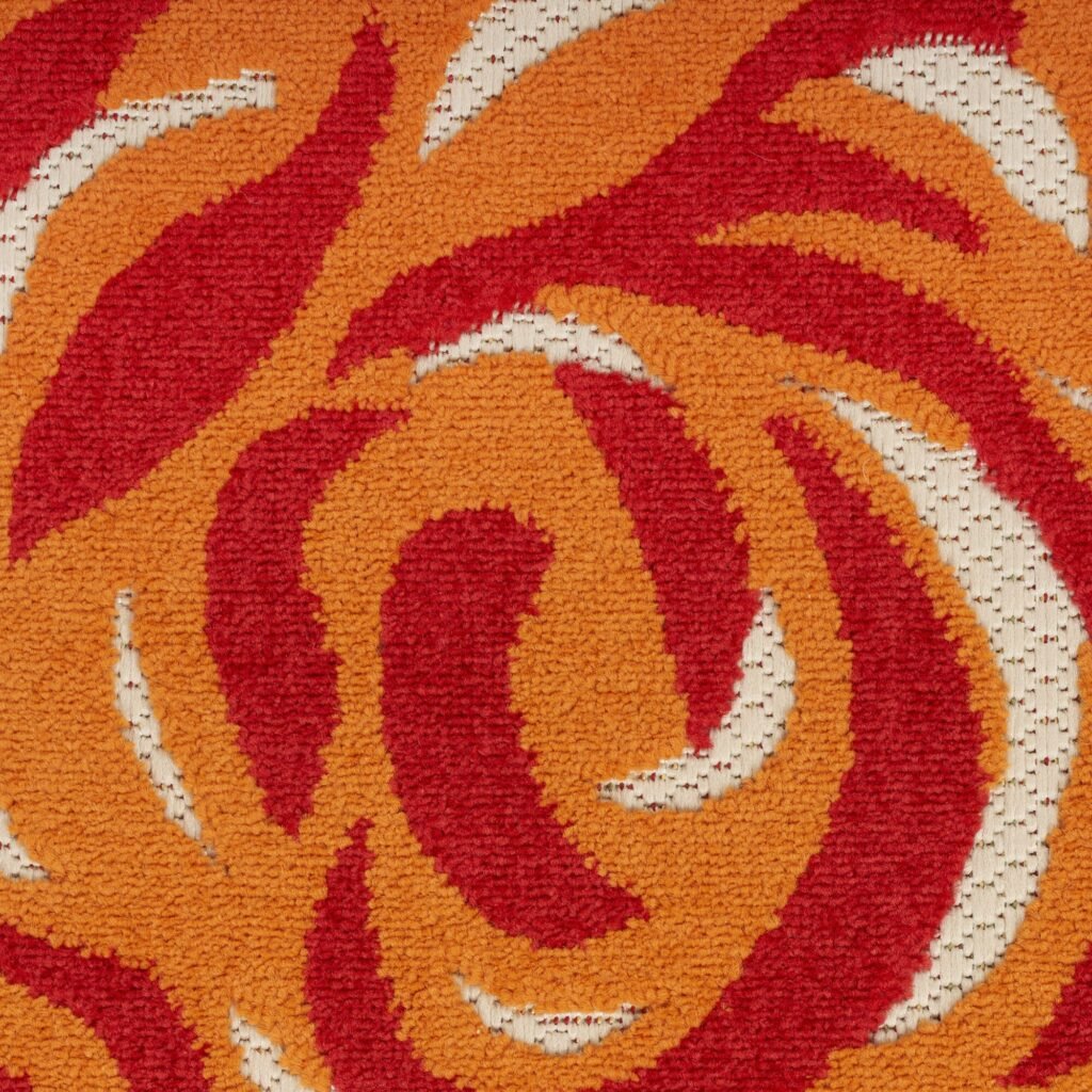 3′ X 4′ Blue and Orange Floral Power Loom Area Rug