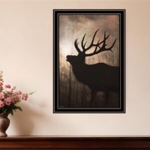 Elk Sunrise Black Framed Print Wall Art