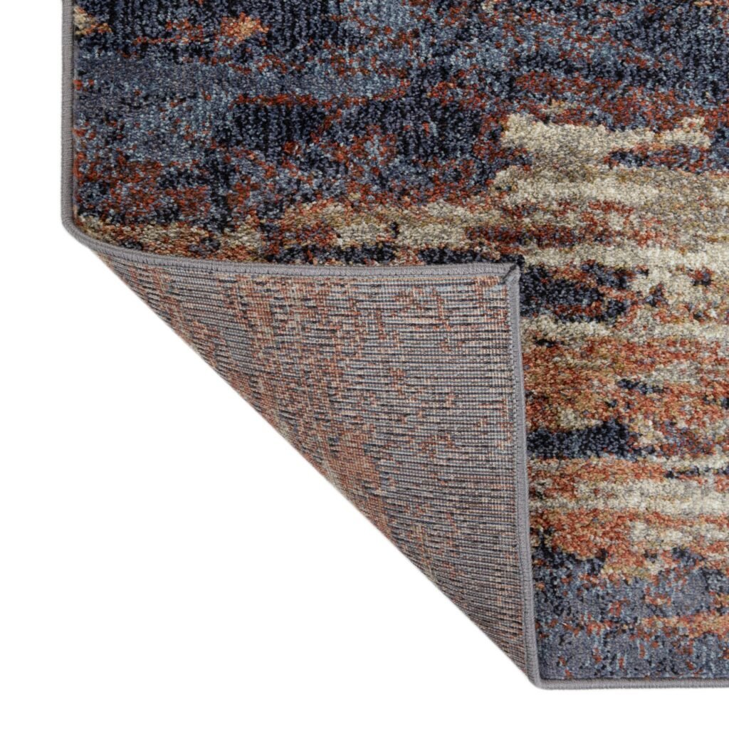 8′ X 10′ Beige Rust and Blue Abstract Power Loom Area Rug