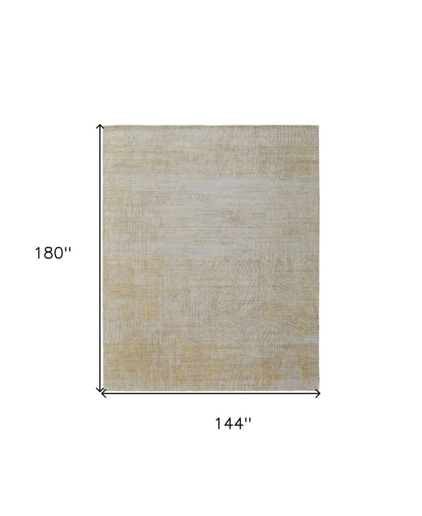 12′ X 15′ Yellow and Ivory Abstract Hand Woven Area Rug