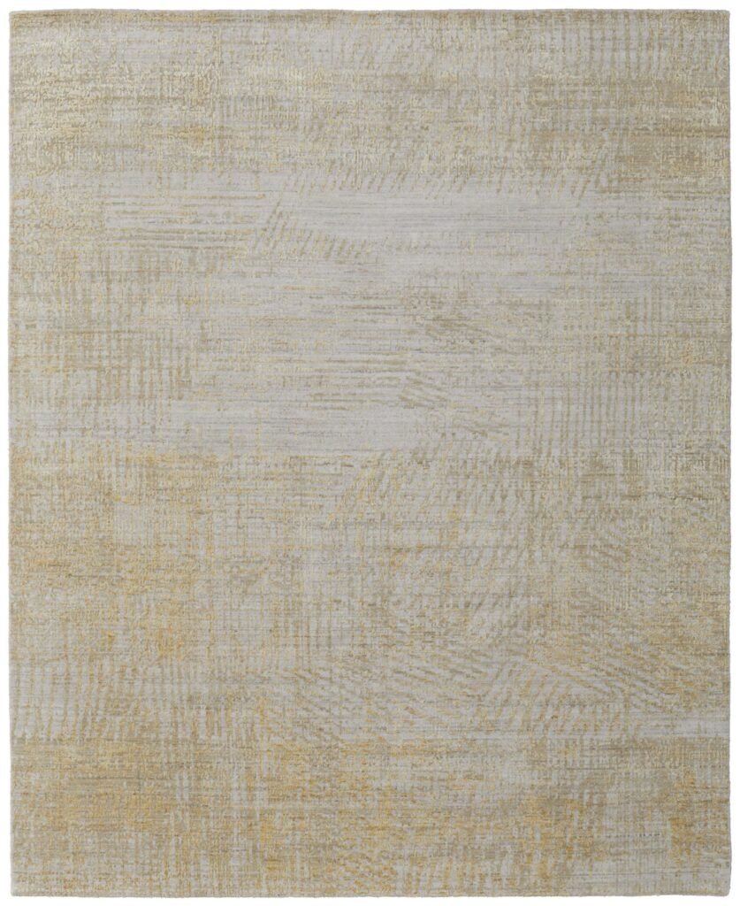12′ X 15′ Yellow and Ivory Abstract Hand Woven Area Rug