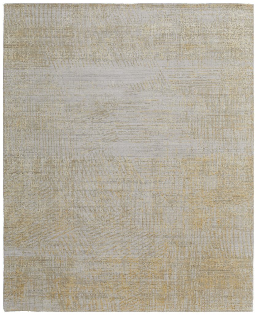 12′ X 15′ Yellow and Ivory Abstract Hand Woven Area Rug