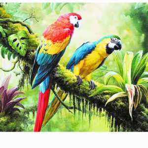 Painting style: Round, Painting size: 30x40cm-Photo Color, Color:  - Diamond Painting Two Trees And Bird Theme, Full 5D Embroidery,Home Decoration