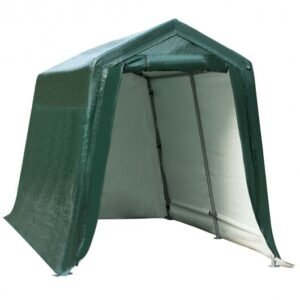 Outdoor Carport Shed with Sidewalls and Waterproof Ripstop Cover-7 x 12 ft - Color: Green - Size: 7 x 12 ft