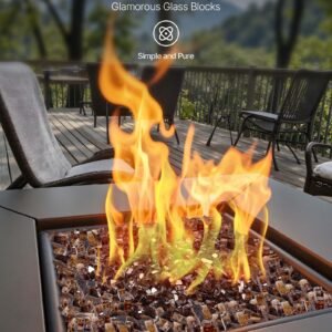 Fire Glass, 10 LBS / 4.5 KG High-Temperature Resistant Fireplace Rocks, 1/2-Inch / 12.7 mm Reflective & Smokeless Firepit Glass Rock, High Luster Stone Landscaping for Fire Pit Table, Copper