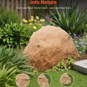 Faux Rock Cover, Outdoor Fake Rock Well Pump Cover, Realistic Natural Texture, Lightweight & Weather-Resistant Artificial Boulder for Landscaping Garden Yard Dcor, Sandy Brown, Medium Size
