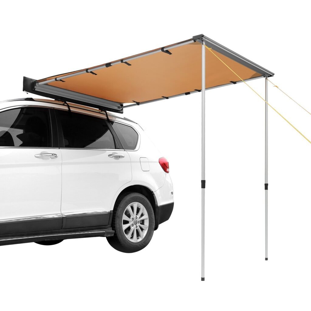 Car Side Awning, Large 4.6’x6.6′ Shade Coverage Vehicle Awning, PU3000mm UV50+ Retractable Car Awning with Waterproof Storage Bag, Suitable for Truck, SUV, Van, Campers