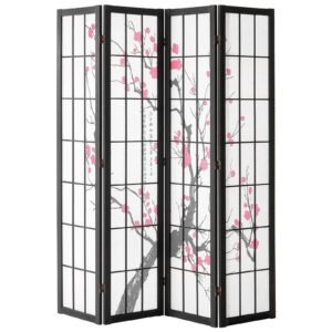 Room Divider, 4 Panel Japanese Room Divider Screen, Wood Folding Privacy Screen Indoor, Japanese Partition Portable Decoration Dividers, for Room Separation Home Office Restaurant & Bedroom