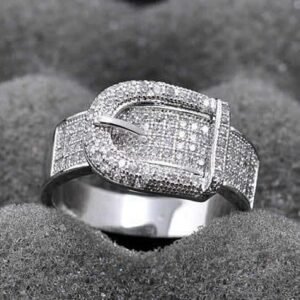 Size: 6 - Illusion - Belt Style Ring Crafted In Hand Set CZ Stones On Sterling Silver
