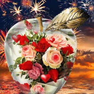 Color: Purple, Painting style: Square-70x90cm, Painting size:  - Rhinestone Painting Crystal Decoration Diy Diamond Painting Rose Apple Flower 3D Cross Stitch Pattern Diamond Embroidery