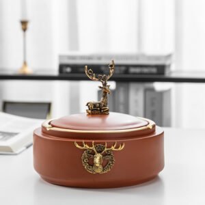 Color: Round shape - Ashtray With Lid Anti-fly Ash Ashtray Ornament Pendulum