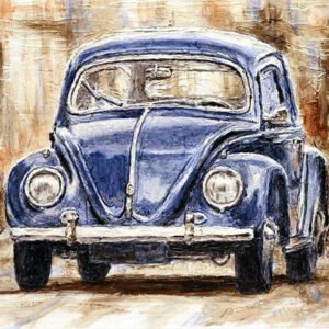 Painting style: Round, Painting size: 20x25cm - Square Rhinestone Image Cross Stitch Mosaic Blue Fashion Car