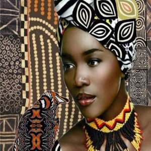 Color: 2Style, Painting size: 20x30cm-Round, Painting style:  - Diamond Painting New Product African Woman Rhinestone Diamond Embroidery