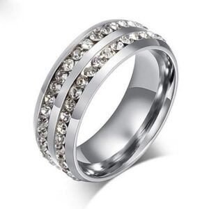 Ring Color: Black,Ring Size: 8 - I Trust You Ring Double Row Channel Set CZ Stones In Titanium Steel