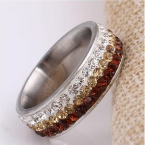 Ring Color: CLASSIC CHAMPAGNE,Ring Size: 9 - Cocktail & Mocktail Rings CZ Crystals With Ombre Effect