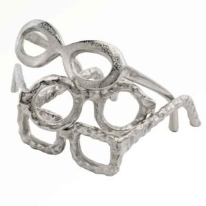 Hammered Silver Metal Eyeglasses Sculpture