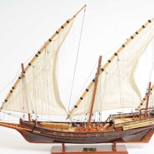 27" Brown Manufactured Wood Boat Hand Painted Sculpture