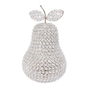 18" Silver Faux Crystal and Silver Decorative Pear Tabletop Sculpture