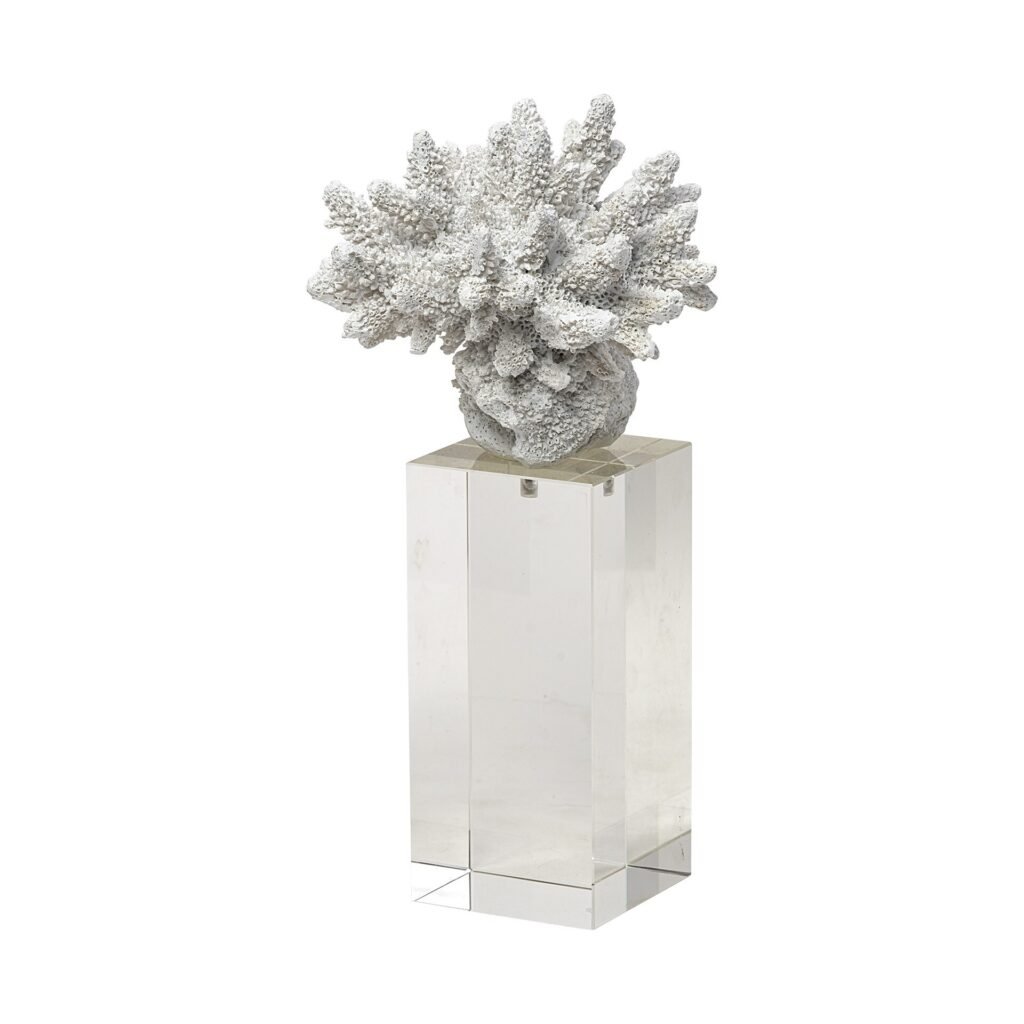 10″ White Contempo Coral And Glass Sculpture