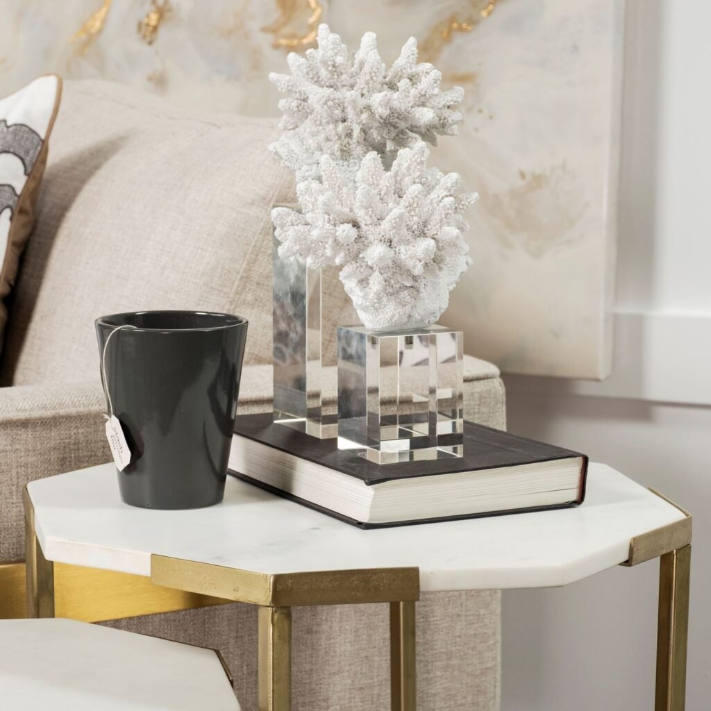 10″ White Contempo Coral And Glass Sculpture