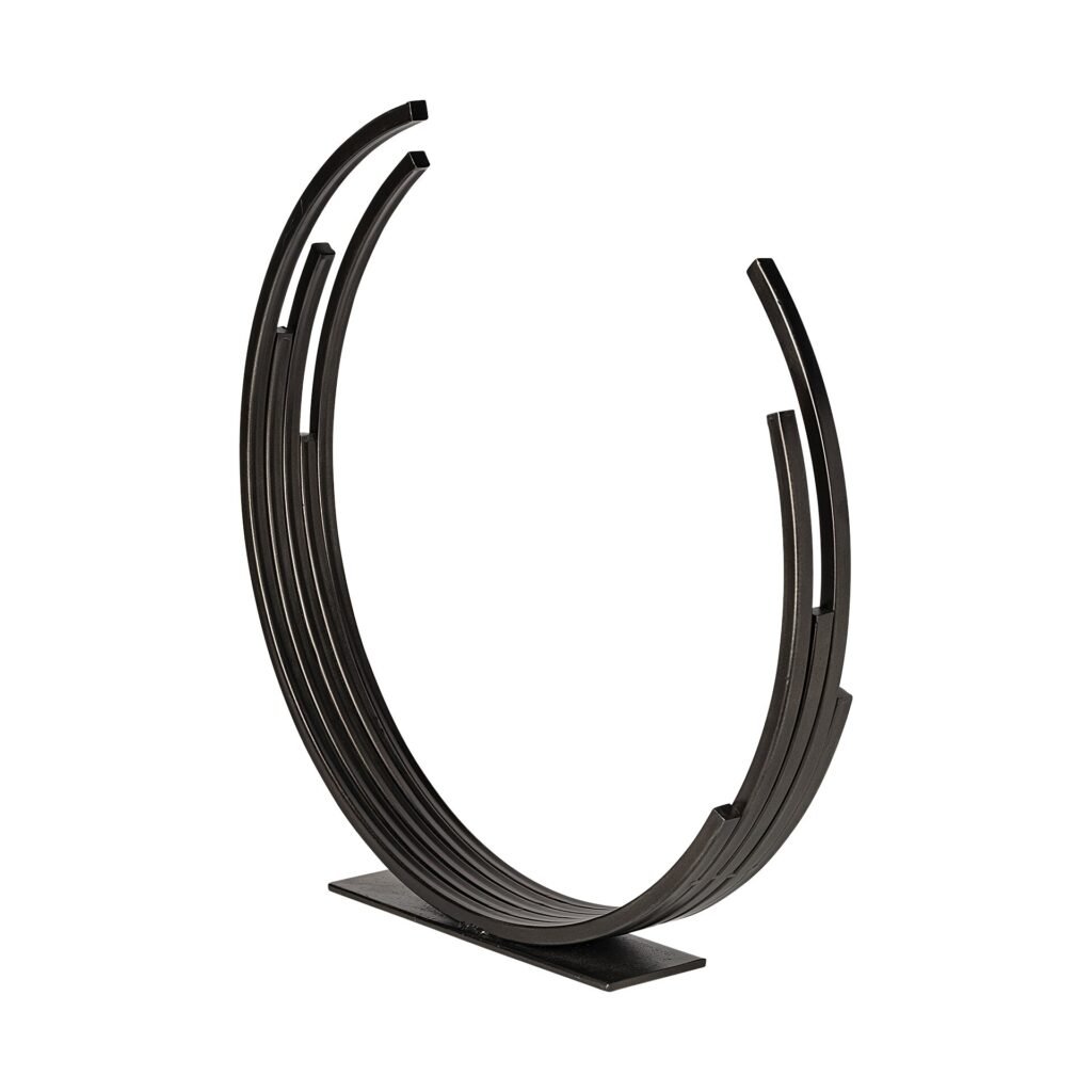 20″ Black Iron Modern Abstract Tabletop Sculpture