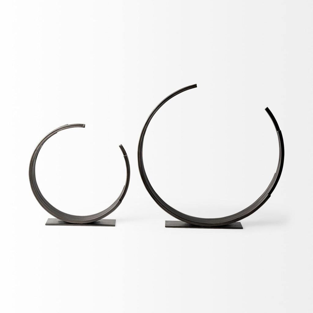 20″ Black Iron Modern Abstract Tabletop Sculpture