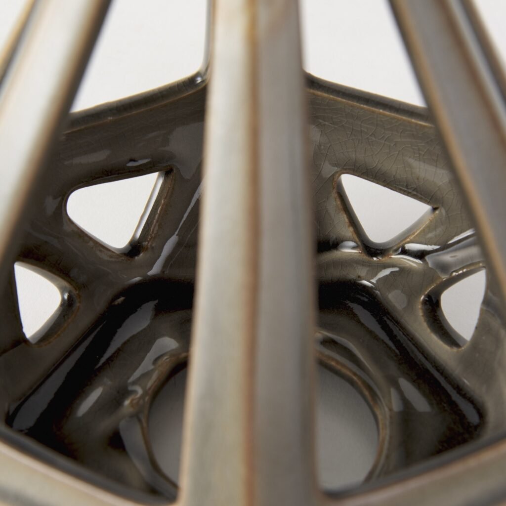 Khaki Crackle Glaze Ceramic Conical Sculpture