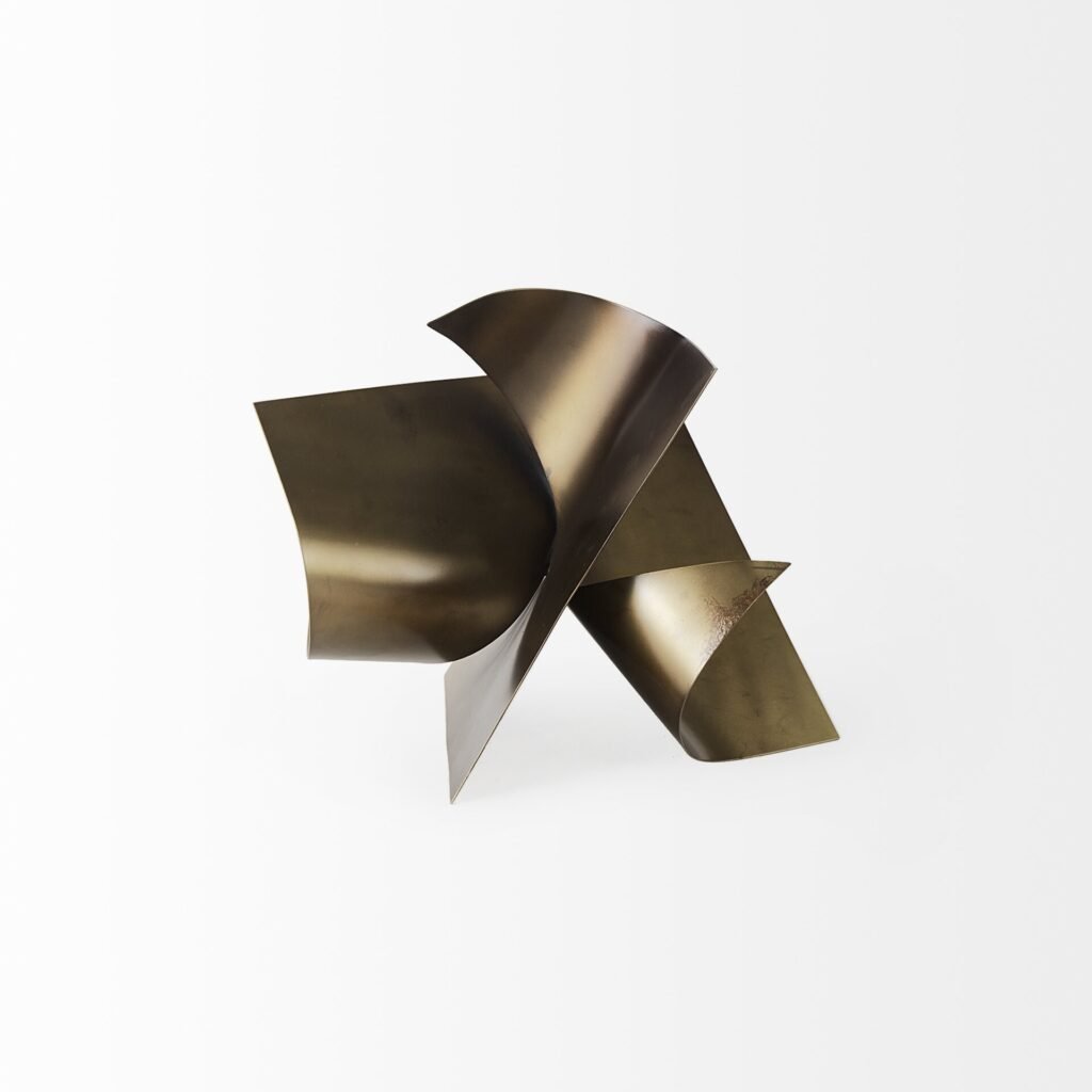 12″ Contempo Antiqued Gold Abstract Sculpture