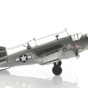 4" Gray and White Metal c1941 North American B-25 Mitchell Bomber Hand Painted Airplane Sculpture