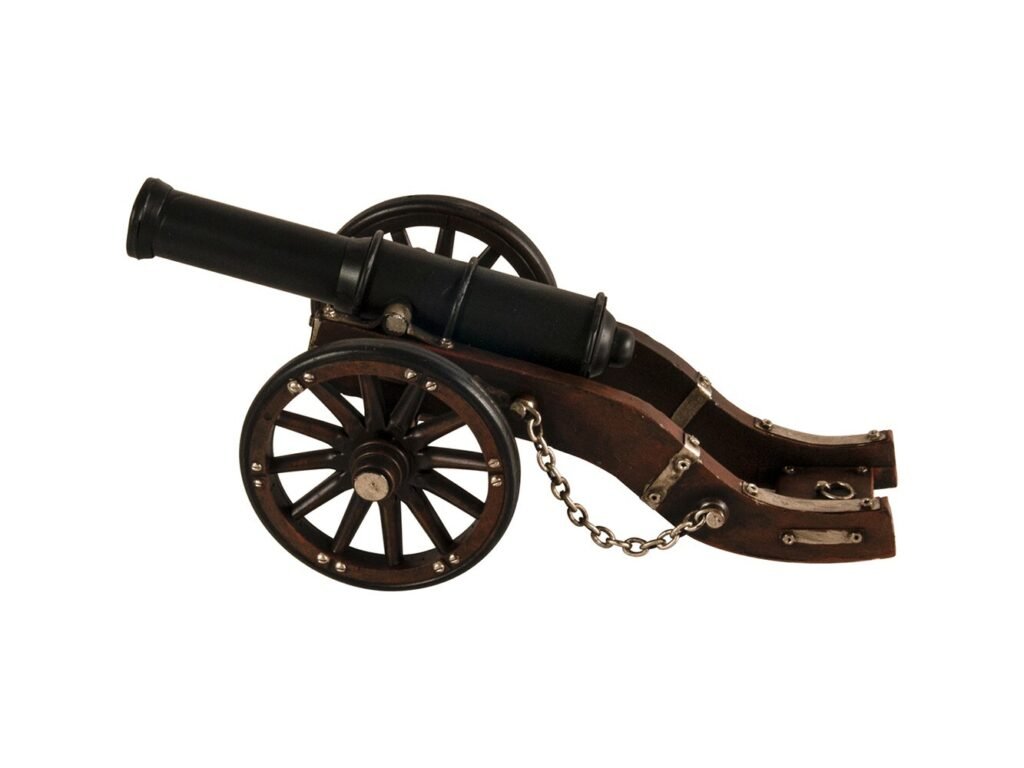3″ Brown and Black Metal Louis XIV Cannon Hand Painted Sculpture