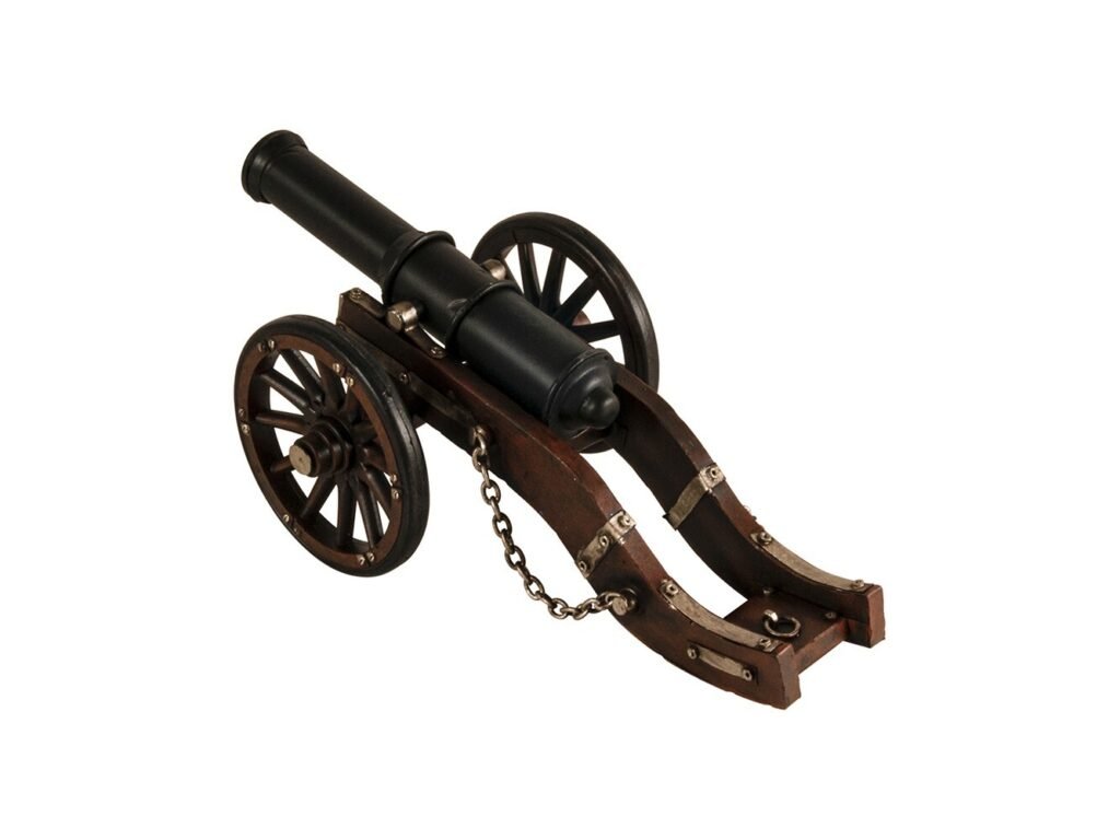3″ Brown and Black Metal Louis XIV Cannon Hand Painted Sculpture