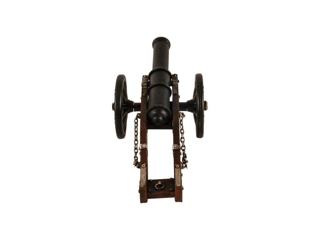 3″ Brown and Black Metal Louis XIV Cannon Hand Painted Sculpture