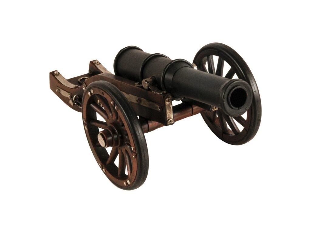 3″ Brown and Black Metal Louis XIV Cannon Hand Painted Sculpture