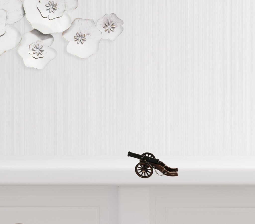 3″ Brown and Black Metal Louis XIV Cannon Hand Painted Sculpture