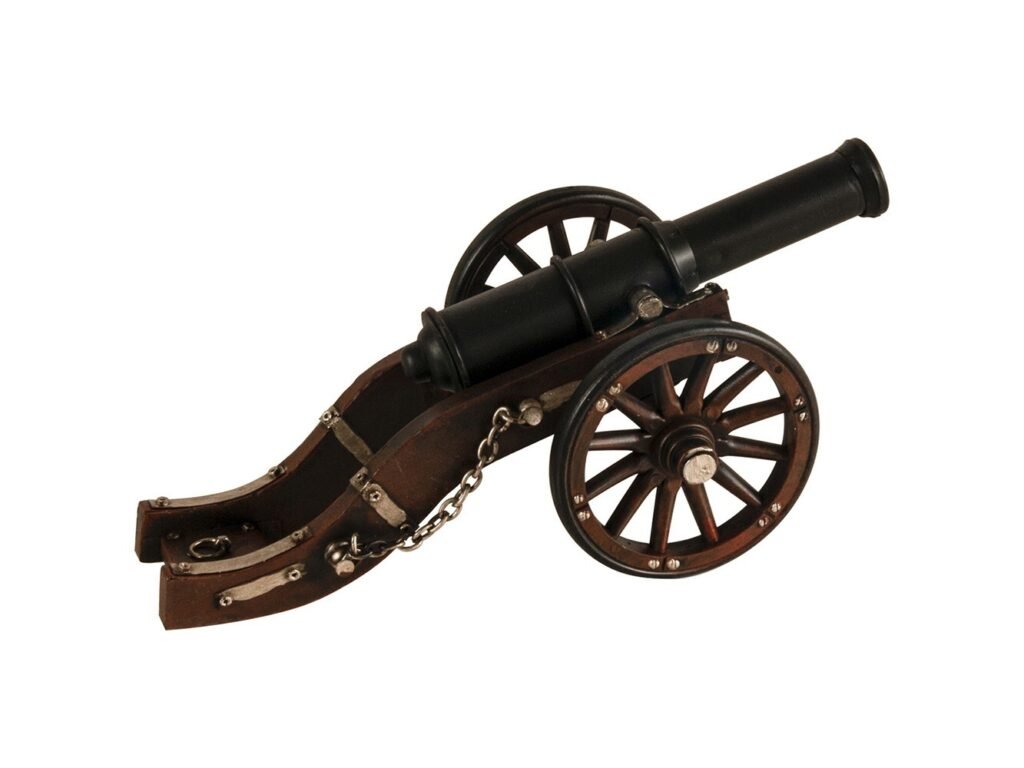 3″ Brown and Black Metal Louis XIV Cannon Hand Painted Sculpture