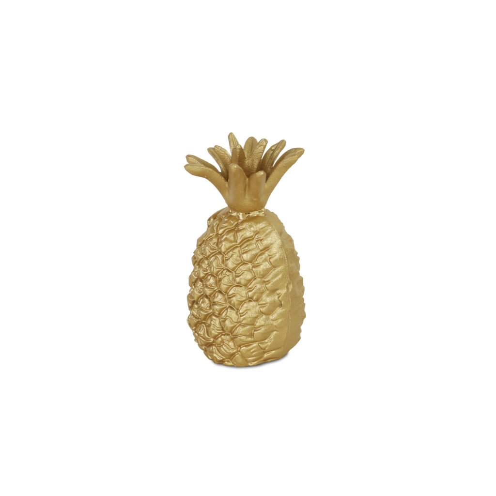 9″ Gold Cast Iron Pineapple Hand Painted Sculpture