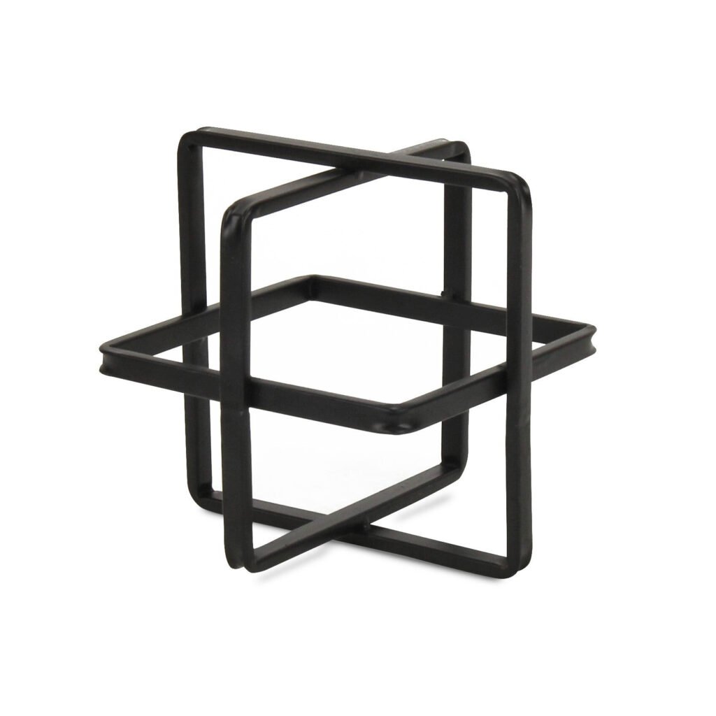 6″ Black Metal Abstract Cube Sculpture