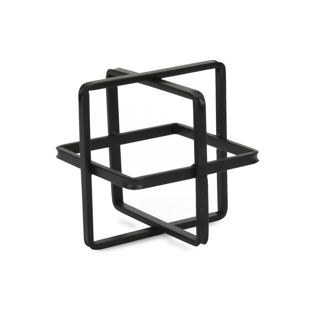 6″ Black Metal Abstract Cube Sculpture