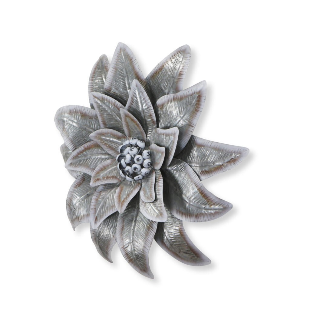27″ X 27″ Gray and Off White Galvanized Metal Flower Hanging Dimensional Sculpture