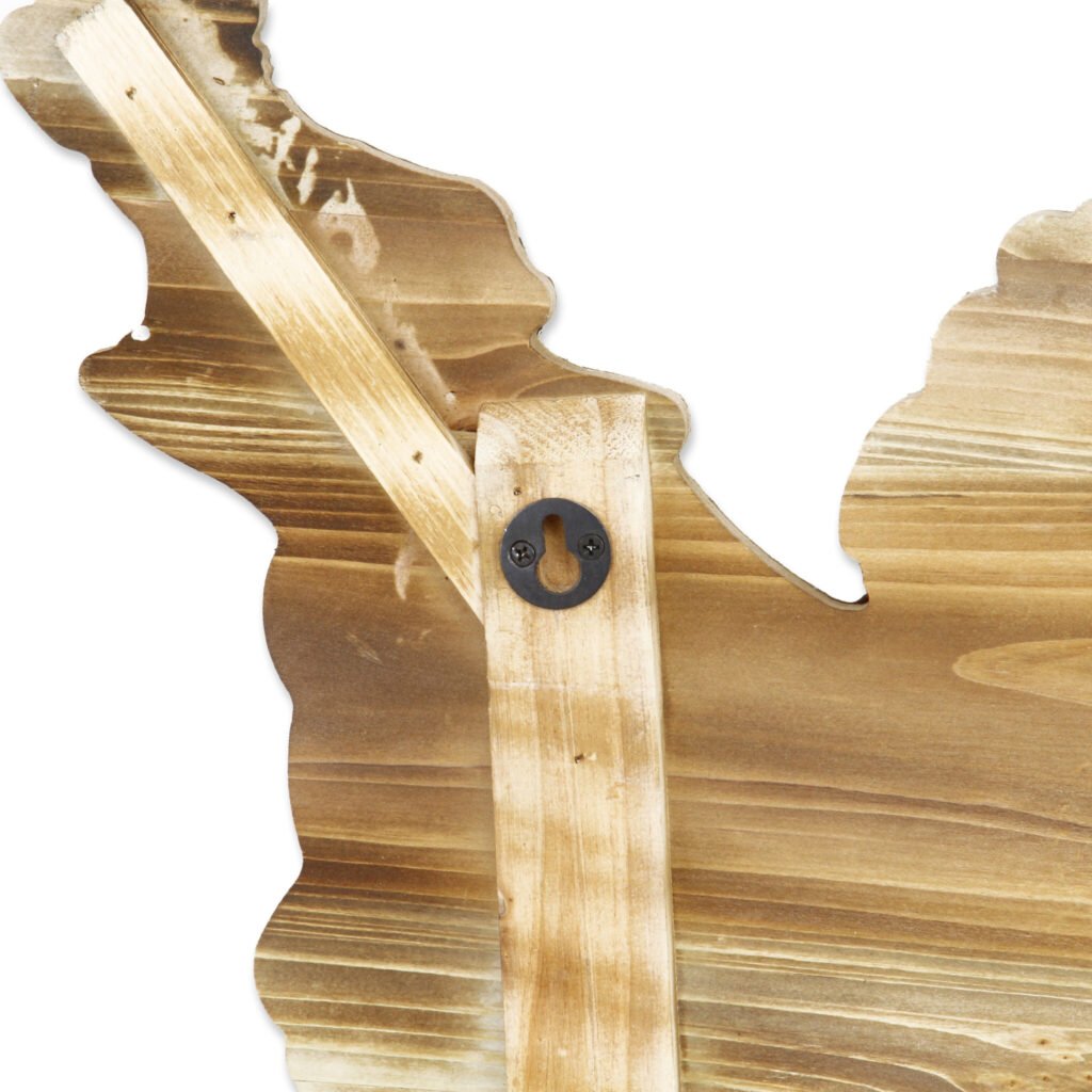 19″ X 31″ Brown and Gray USA Wood and Metal Hanging Dimensional Sculpture