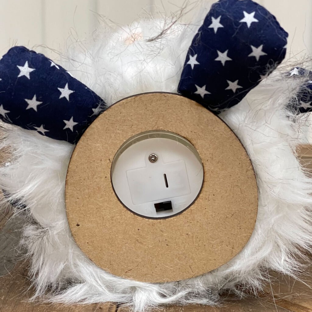 14″ Red White and Blue Fabric Standing Gnome Tabletop Sculpture With LED