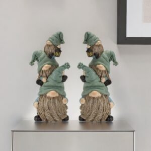 Set of Two 11" Blue and Green Polyresin Other Fantasy Sci-Fi Sitting Gnome Tabletop Sculpture