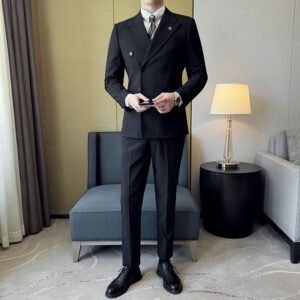 Color: Black Suit Trousers, Size: 2XL - Three-piece Set Business Casual Suit