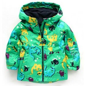 Color: C008 green, Child size: 90cm - Children's Jacket Girl Cute Flower Windproof Rainproof Jacket Girl Raincoat