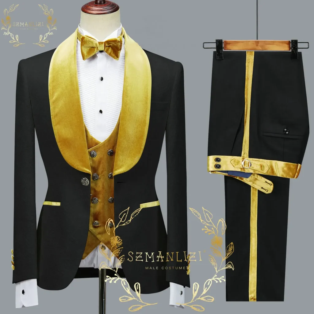 Color: GRAY, Size: XXL – SZMANLIZI 2022 Latest Designs Black Floral Party Blazer Men Suits Costume Homme Groom Tuxedos Wedding Terno Masculino 3 Pieces