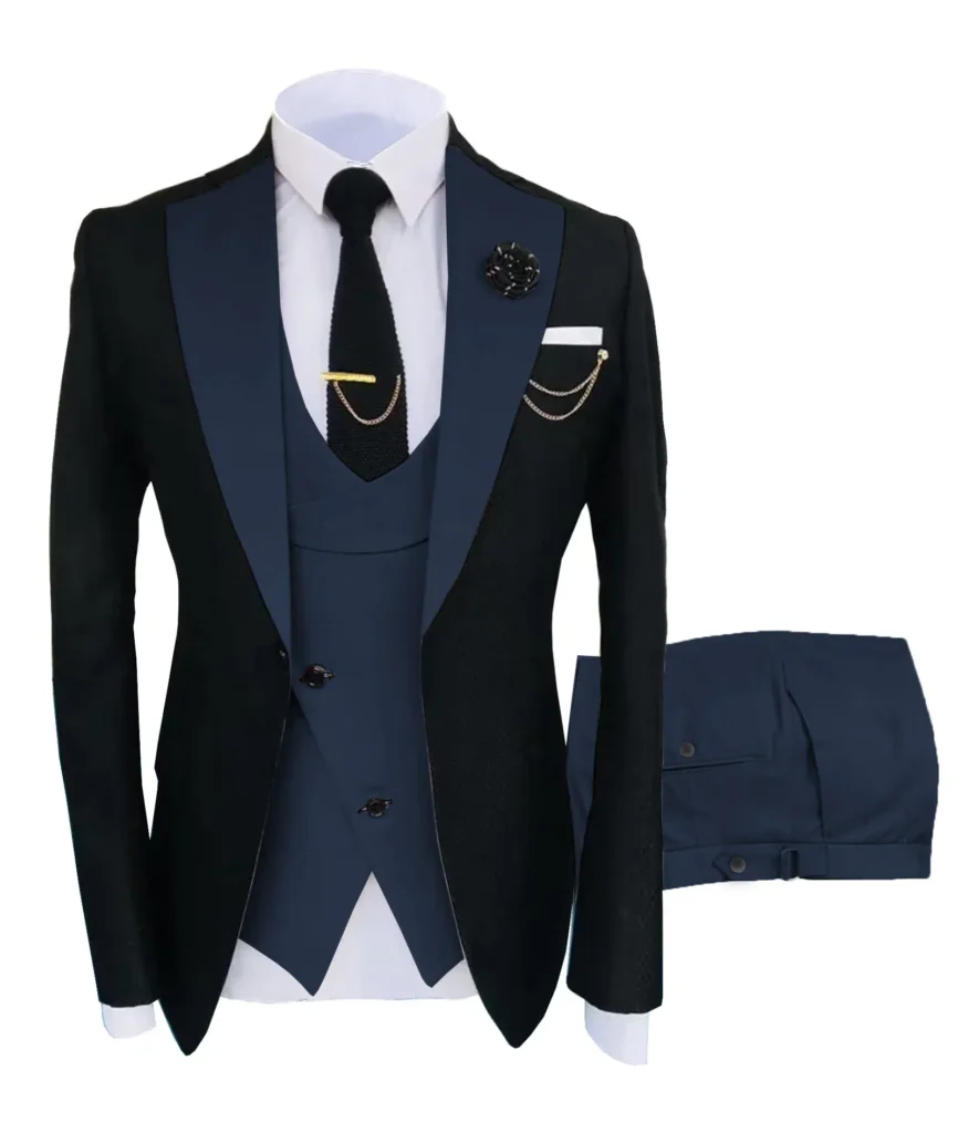 Color: Yellow, Size: XS – Mens Suit 3 Pieces Formal Fashion Solid Flat Color Tuxedos Jacket Wedding Groom Navy Burgundy(Blazer+Vest+Pants)