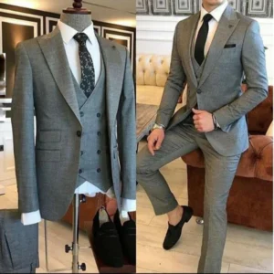 Color: Pink, Size: 6XL, Ships From: CHINA - Groom Wear 3 Pieces Gray Men Suits 2021 Slim Fit Peak Lapel One Button Tailor Made Terno Masculino (Jacket+Pants+Vest+Tie?&permil;