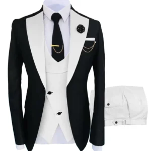 Color: WHITE, Size: One Size - New Costume Homme Popular Clothing Luxury Party Stage Men's Suit Groomsmen Regular Fit Tuxedo 3 Peice Set Jacket+Trousers+Vest